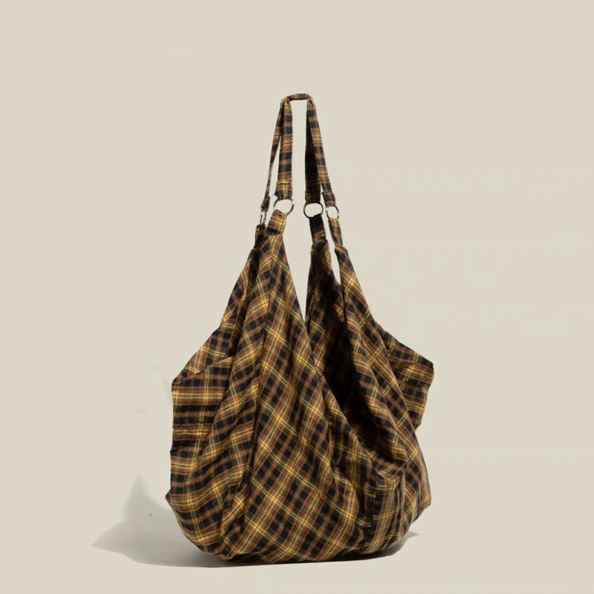 Bolso de hombro/cruzado de tartán de gran capacidad para mujer