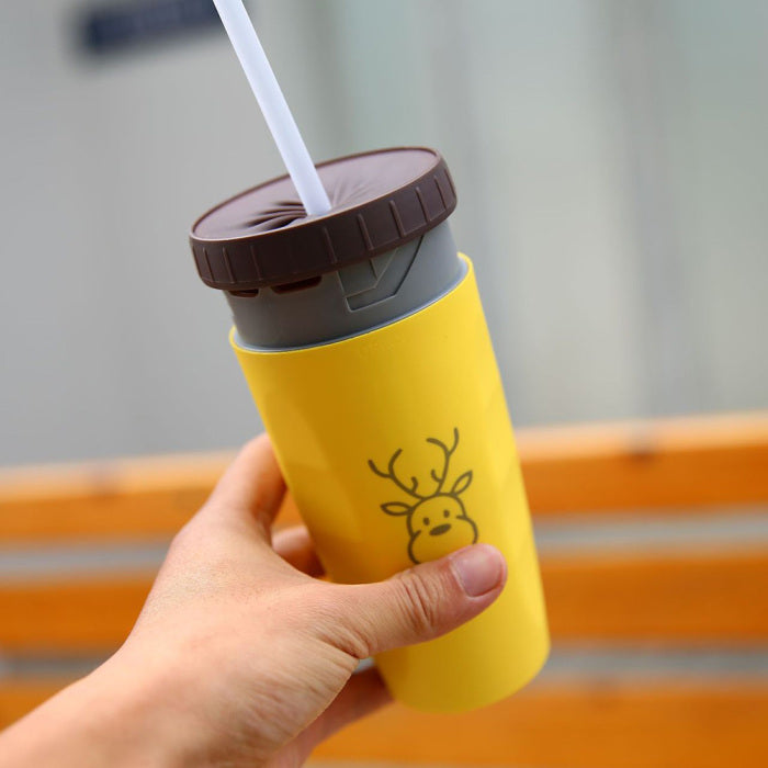 Taza de viaje sin tapa Twist Cup, taza portátil, vaso de doble aislamiento, botella de agua con pajita para niños y adultos