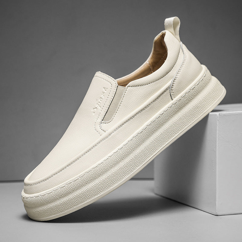 Zapatos de cuero para hombre, plataforma de moda casual, mocasines para conducir