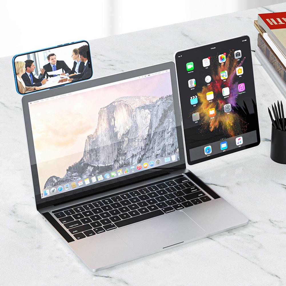 Soporte para teléfono portátil, clip lateral ajustable para portátil, soporte magnético para monitor de portátil, soporte para teléfono móvil para portátil, soporte de expansión plegable de aluminio para tableta, para doble pantalla