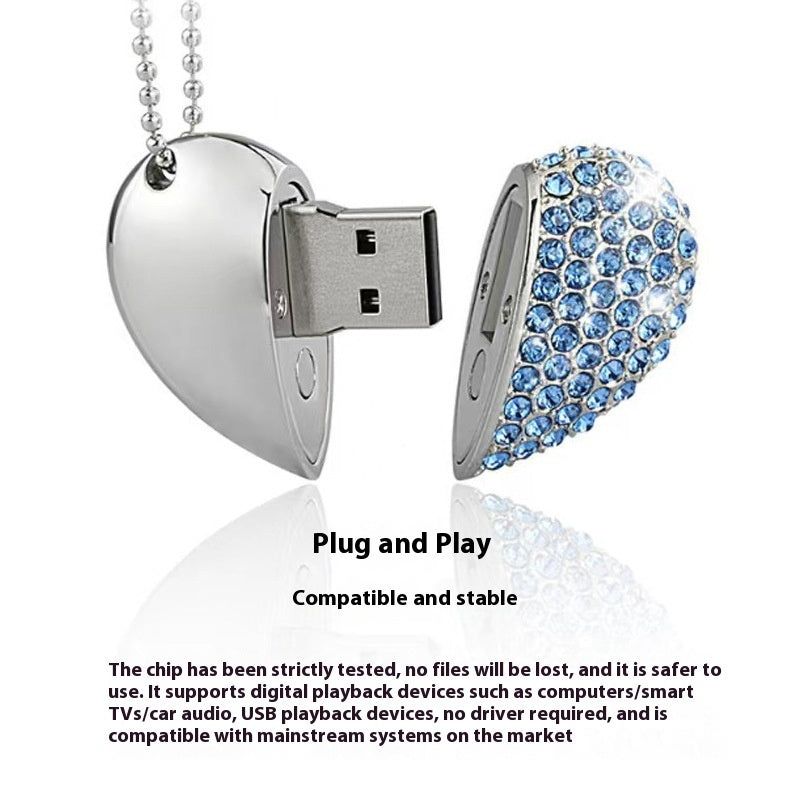 Fashion Personality Brick-inlaid Heart-shaped U Disk