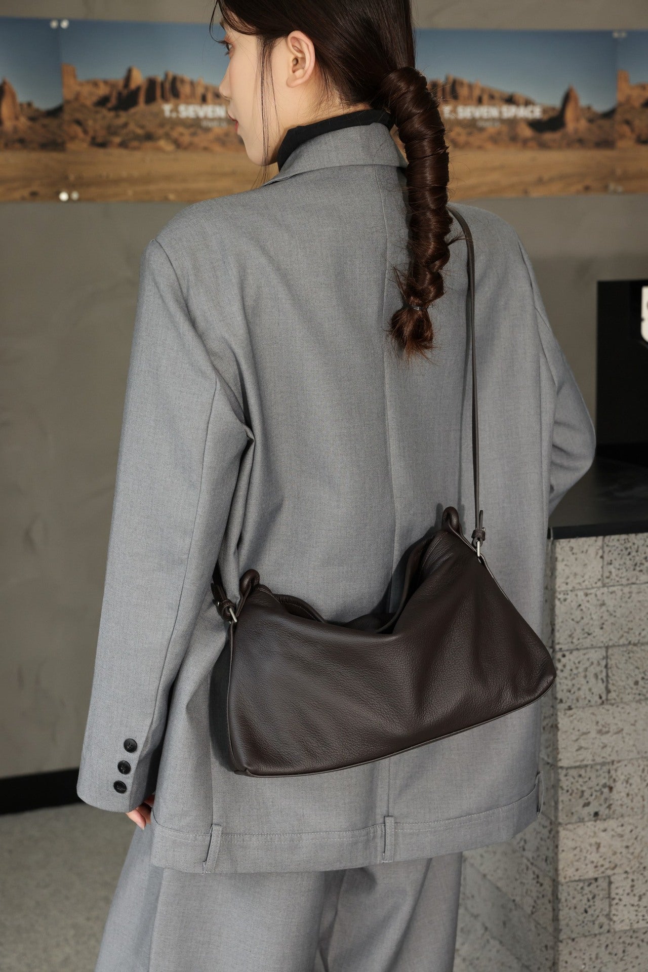 Bolso bandolera informal mate de un solo hombro