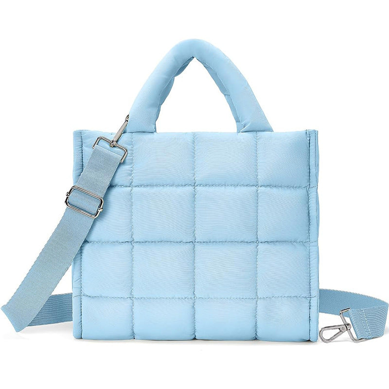Square-grid Down-quilted Crossbody Bag Lightweight And Fluffy Handheld