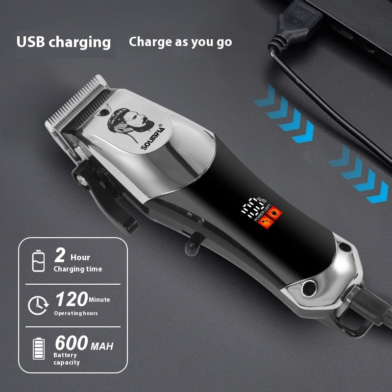 Cortapelos eléctrico con pantalla digital inteligente para peluquería, cabezal de corte, ajuste fino.