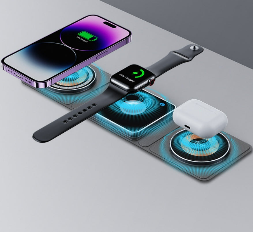 Cargador inalámbrico magnético transparente Magsafe Cargador inalámbrico multifuncional tres en uno Electrodomésticos