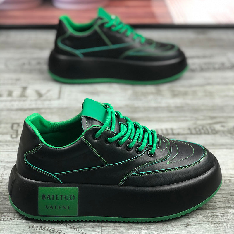 Zapatillas deportivas casuales de hombre de suela gruesa y corte alto con cordones