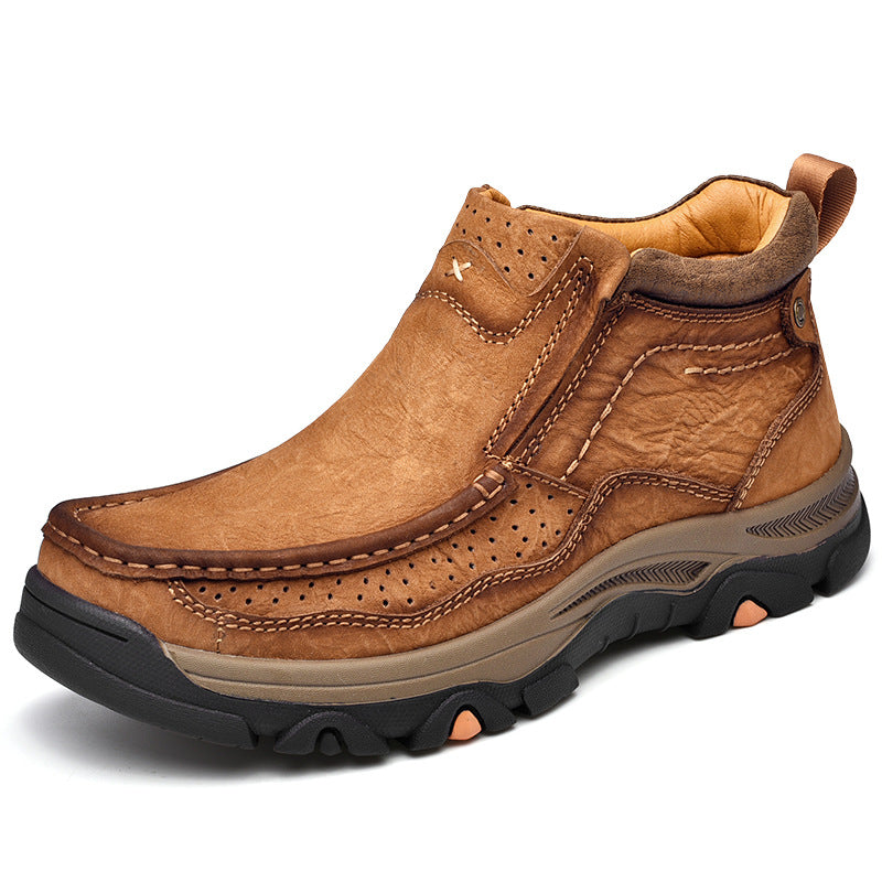 Zapatos casuales de exterior de caña alta de primavera de piel de vaca para hombre