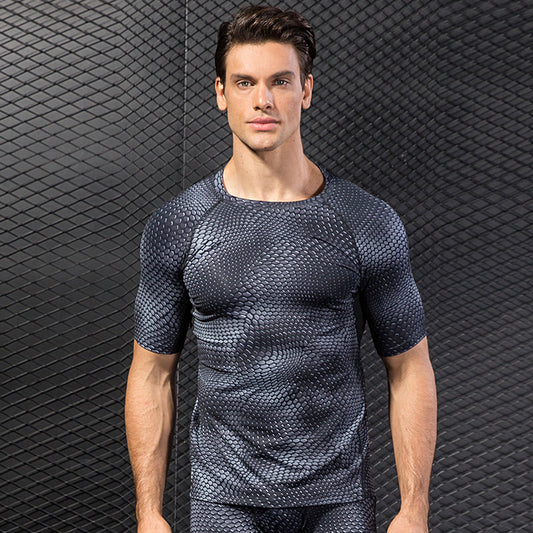 Ropa de hombre de manga corta de secado rápido con impresión 3D para fitness y entrenamiento de running