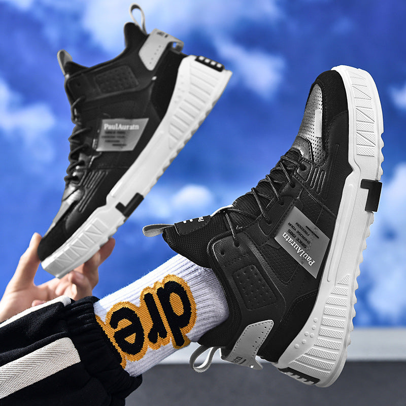 Zapatillas informales de piel con paneles y caña alta