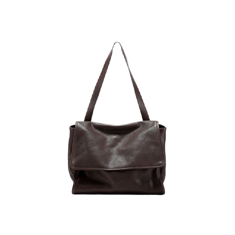 Bolso de hombro retro de cuero suave de gran capacidad
