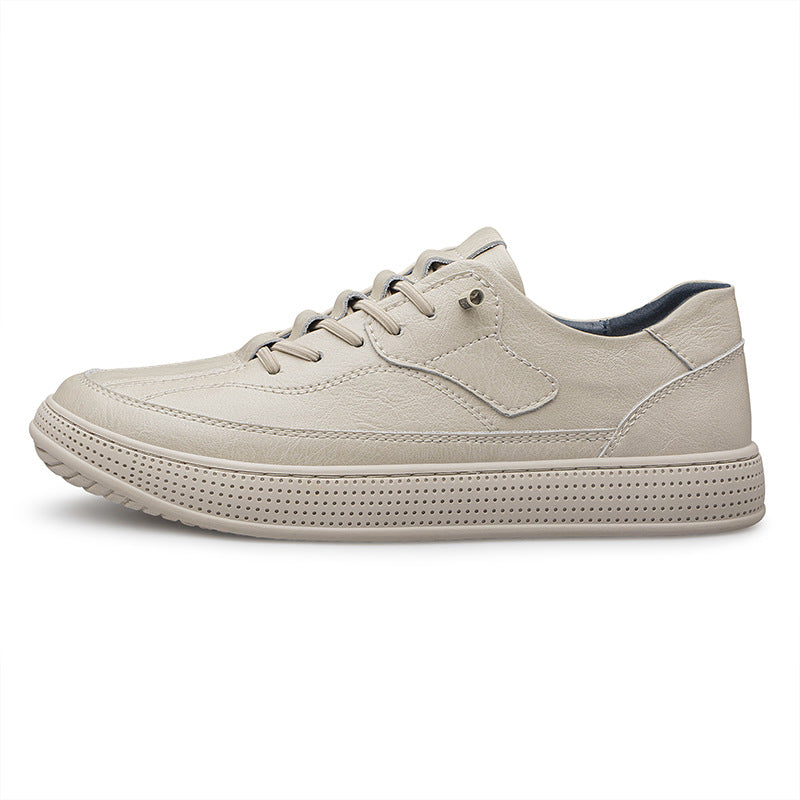 Zapatos Casuales Transpirables de Skateboard con Superficie de Piel de Vaca de Punta Redonda para Hombre