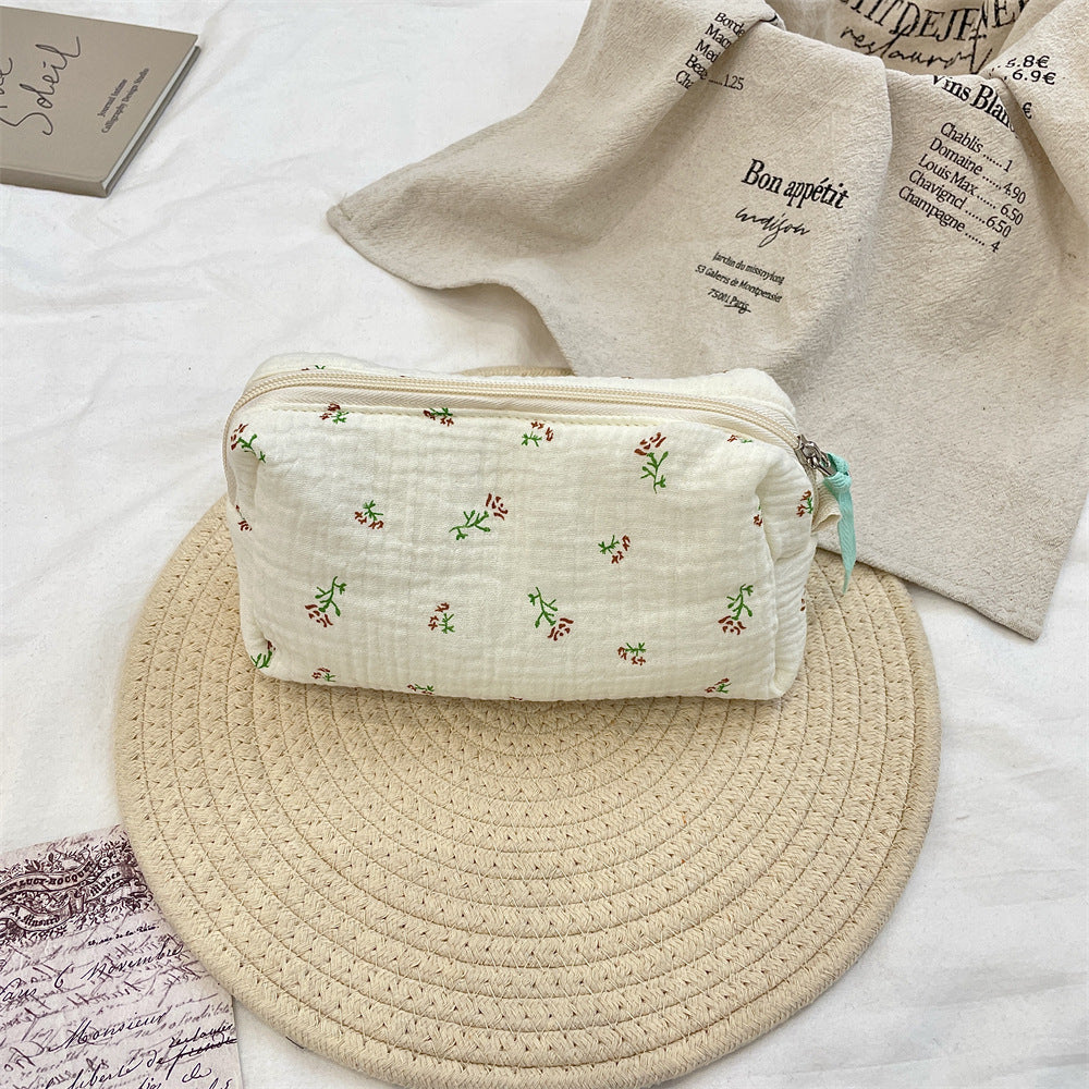 Neceser grande con estampado floral de manzano silvestre azul