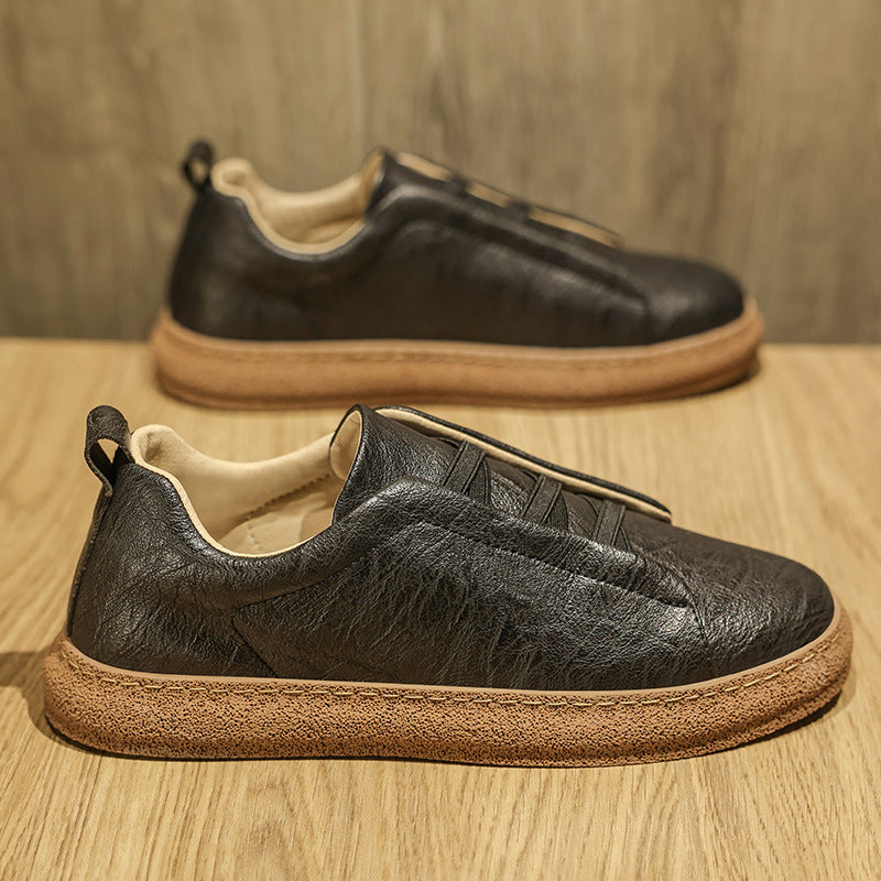 Zapatos tipo board ultraligeros de suela gruesa con tela a cuadros para traje de hombre