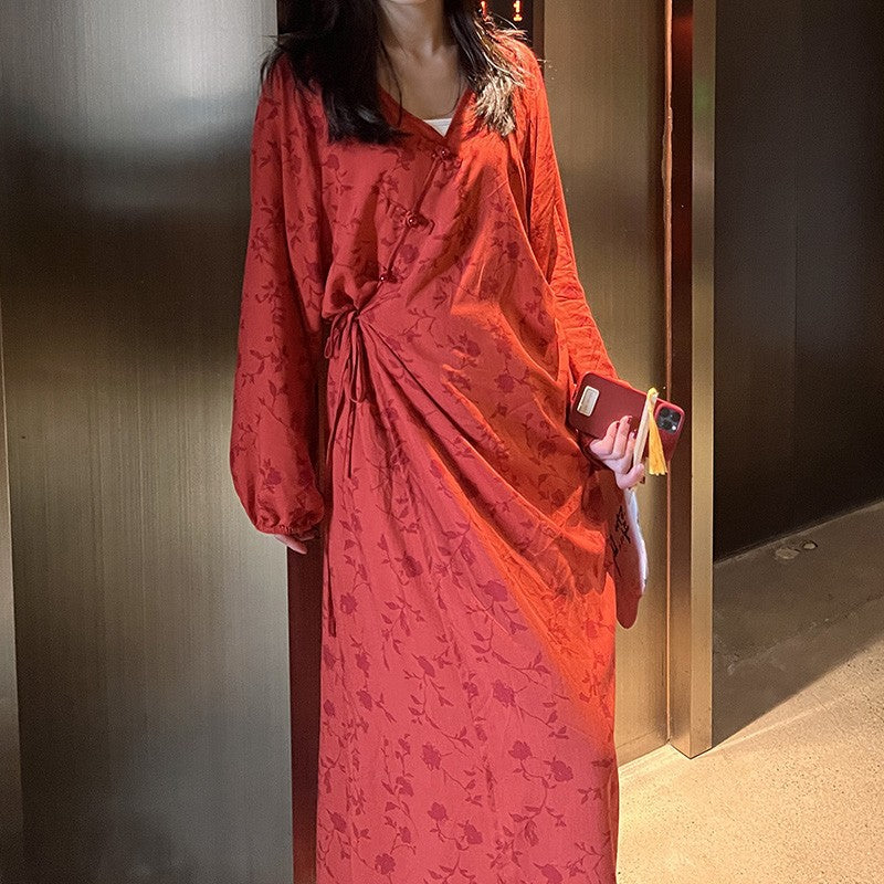 Womens Relaxed-fit Floral-print Simple And Comfortable Dress