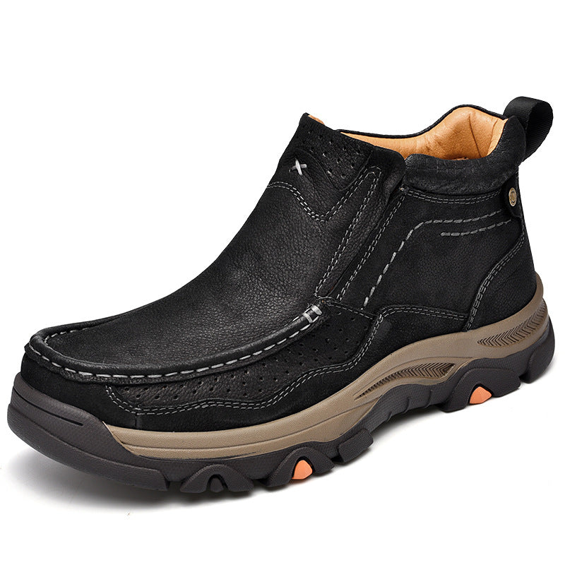Zapatos casuales de exterior de caña alta de primavera de piel de vaca para hombre