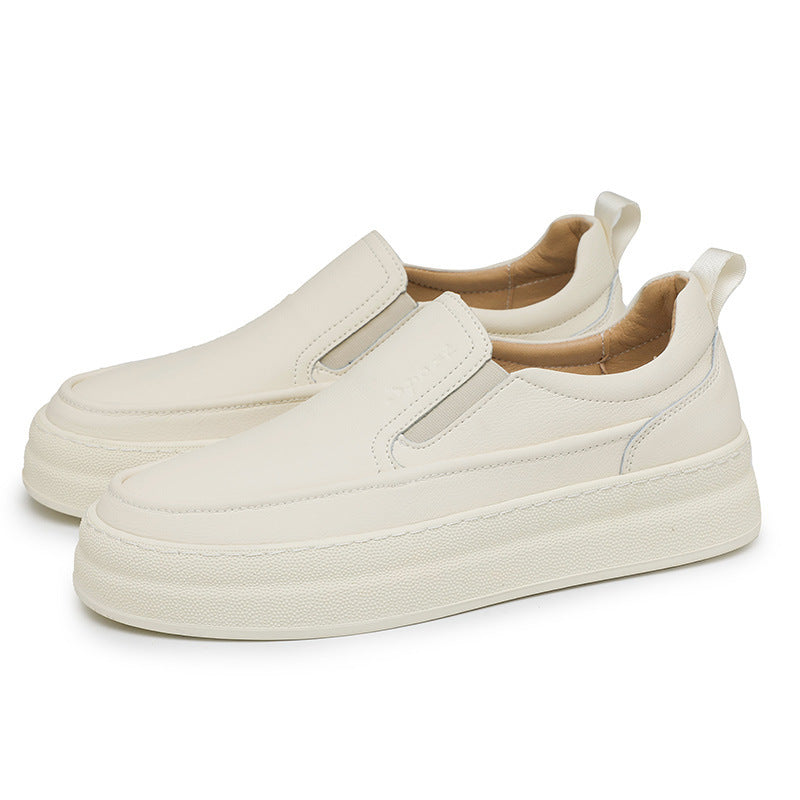 Zapatos de cuero para hombre, plataforma de moda casual, mocasines para conducir