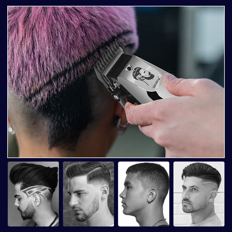 Cortapelos eléctrico con pantalla digital inteligente para peluquería, cabezal de corte, ajuste fino.