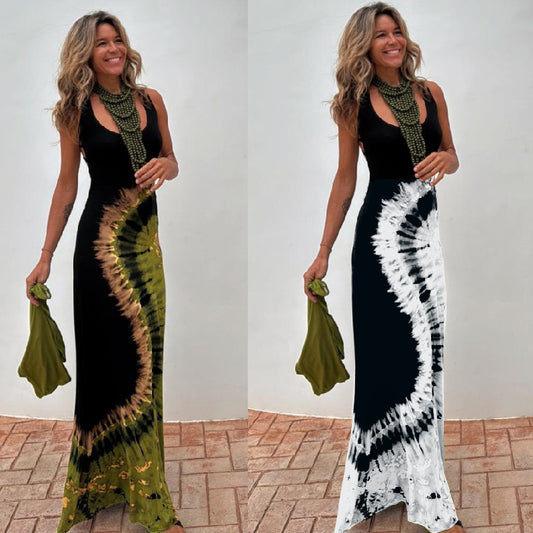 Vestido cruzado sin tirantes ni espalda para mujer con estampado de verano