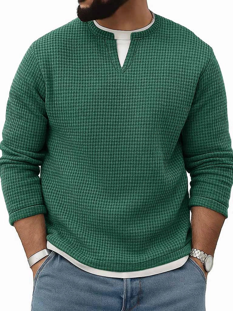 Conjunto de dos piezas de manga larga con cuello redondo para hombre, otoño-invierno