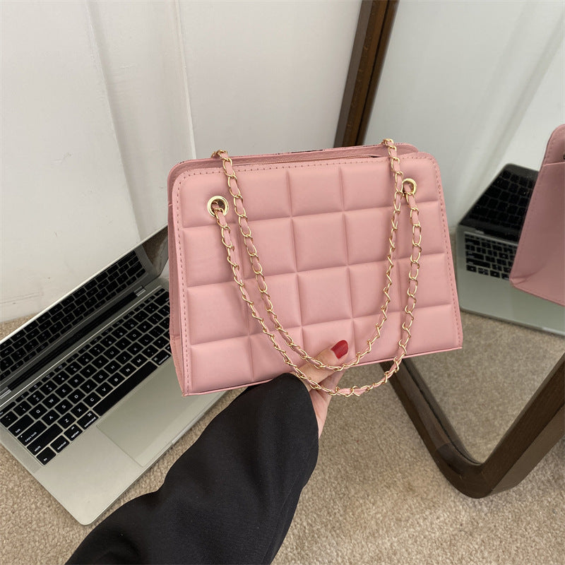 Bolso de Cuadros Pequeño con Bordado de Patrón de Diamantes para Mujer