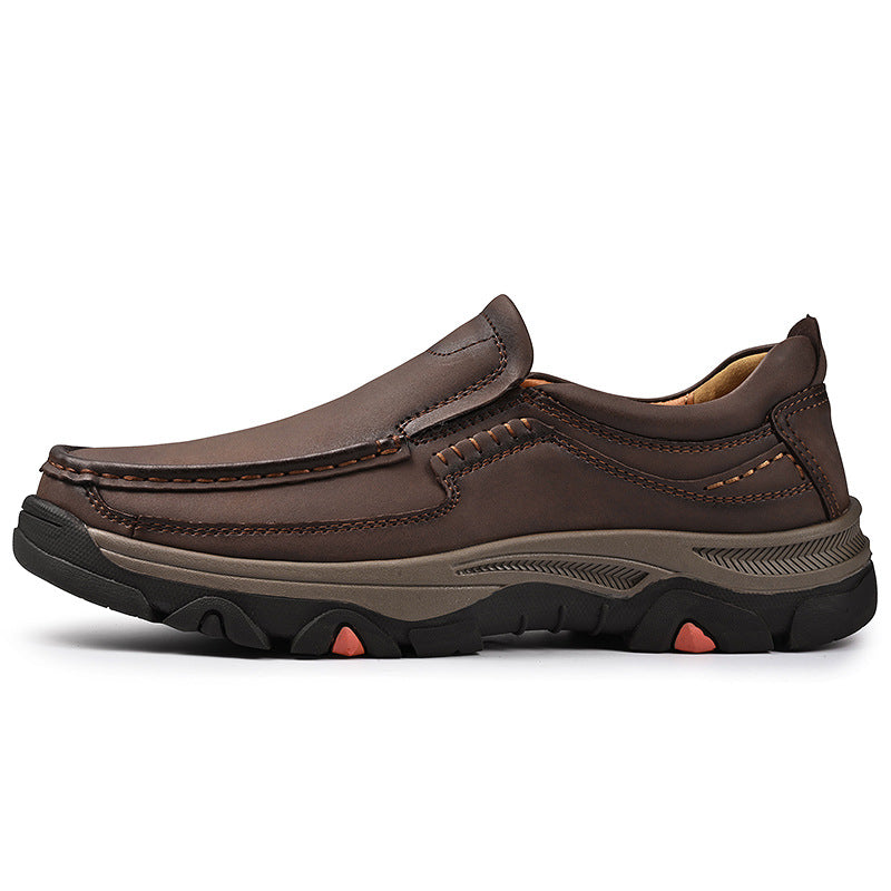 Zapatos de cuero casuales sin cordones ligeros de talla grande para hombre
