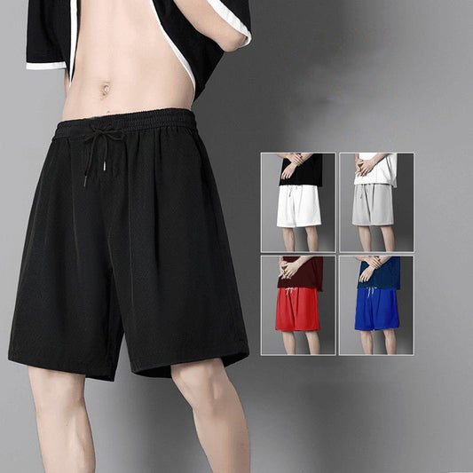 Mens Ice Silk Cropped Sports Casual Pants