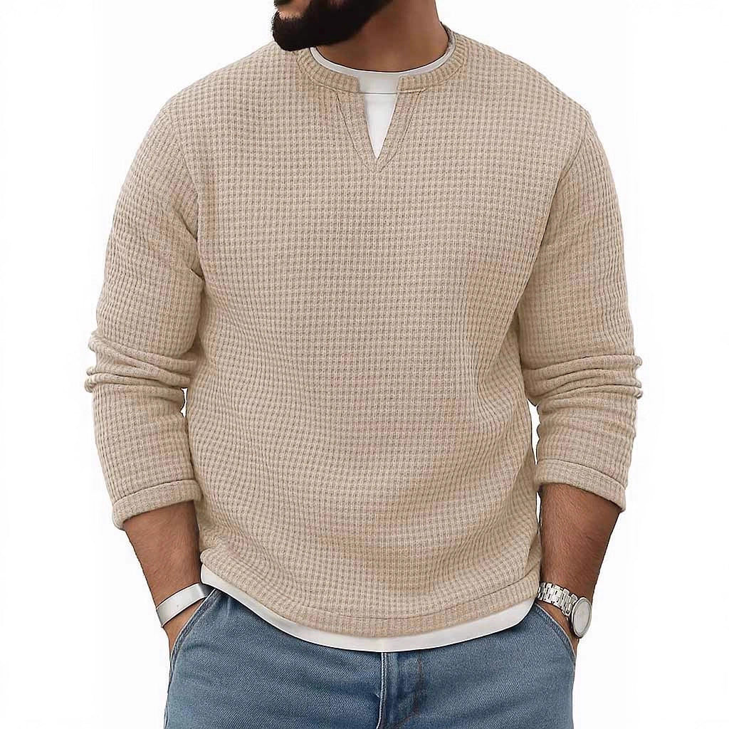 Conjunto de dos piezas de manga larga con cuello redondo para hombre, otoño-invierno