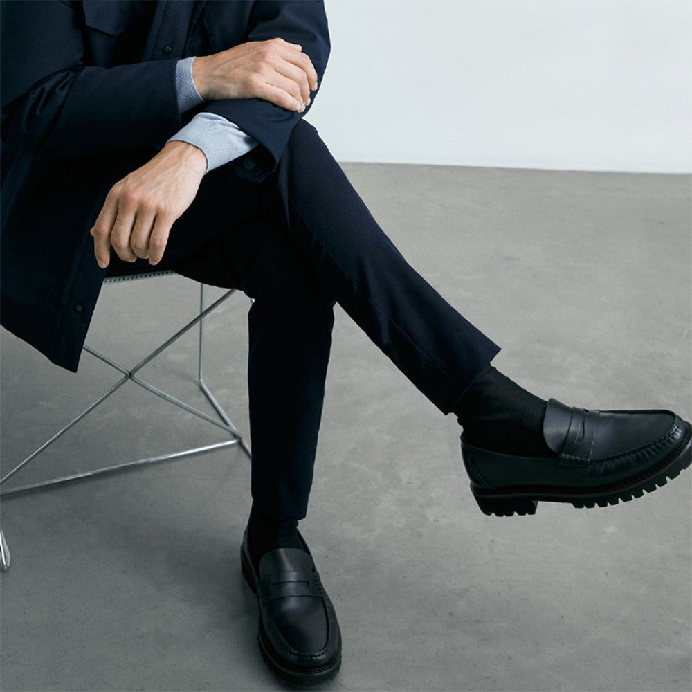 Zapatos de cuero para hombre, mocasines, primera capa de piel de vaca, informales, sencillos, de suela blanda