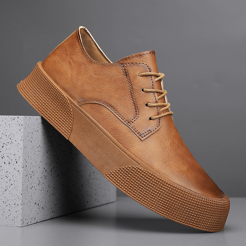 Zapatos casuales coreanos con cordones y plataforma, zapatos retro para hombre, zapatos de tabla