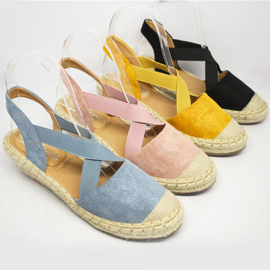 Sandalias Baotou de moda para mujer con correa cruzada y cuña, sandalias de estar por casa para mujer