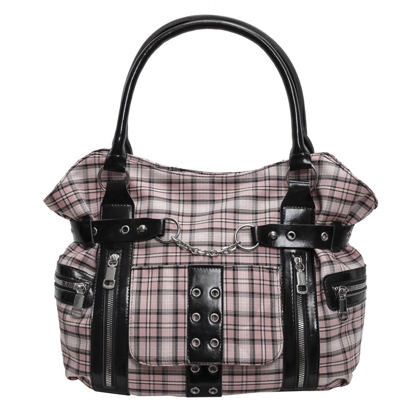New Casual Womens Bag With A Cinched Waist And Locomotive-style Rivets