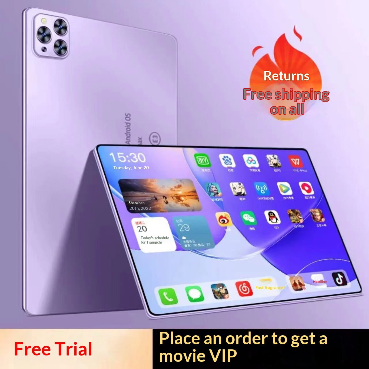 Tableta Android 2 en 1 5G para todas las redes para trabajo, entretenimiento, juegos y aprendizaje