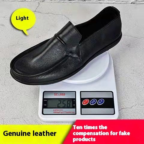 Zapatos de cuero casuales de una sola capa y suela suave para hombre