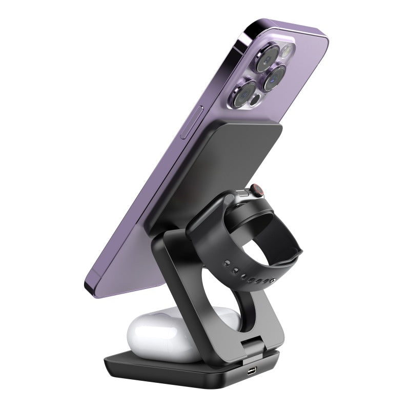 Soporte Plegable para Teléfono con Carga Inalámbrica y Succión Magnética