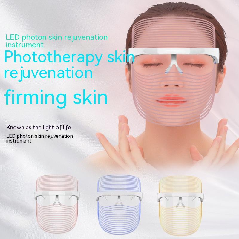 Mascarilla de belleza LED de tres colores para el hogar, para eliminar el acné facial, rejuvenecimiento fotónico de la piel, blanqueamiento de la piel y aclaramiento de manchas, aparato de belleza
