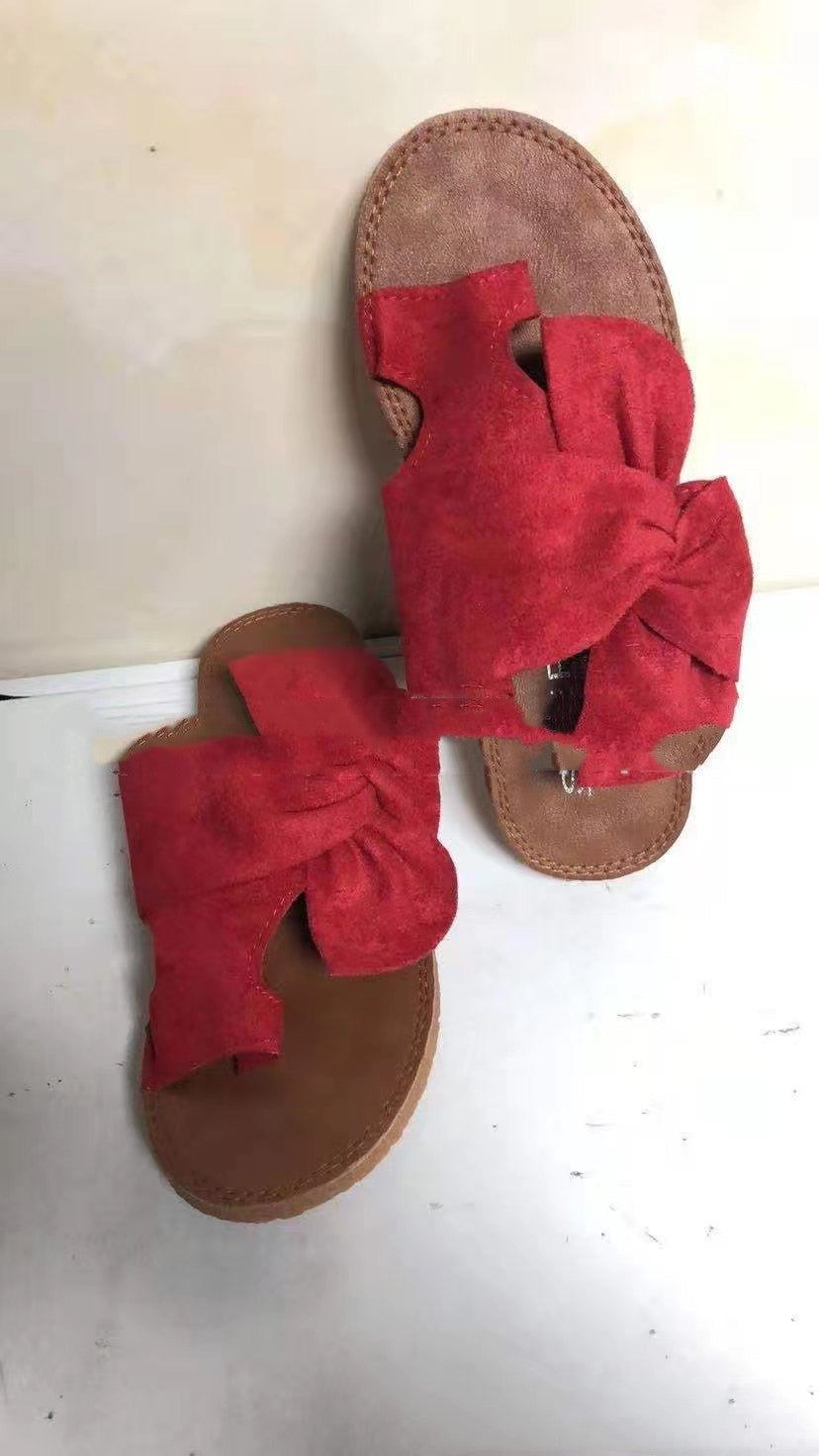 Sandalias de lazo de ante para mujer, sandalias y zapatillas de playa de tallas grandes