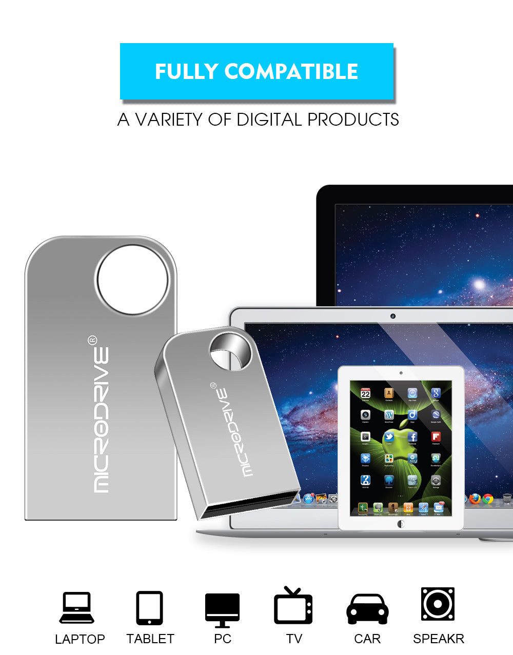 Disco USB mini de 16G para vehículos, gran capacidad de 64g