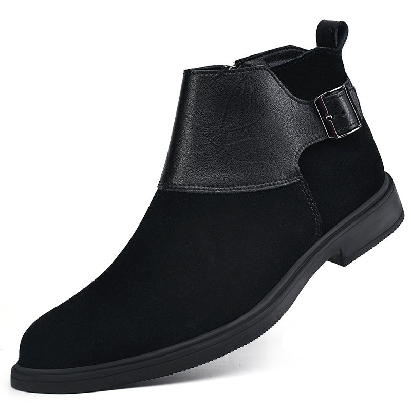 Botines de cuero estilo británico con cremallera y caña alta