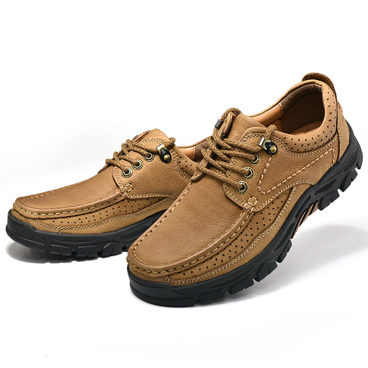 Zapatos de Vestir Casuales para Hombre de Cuero de Primera Capa, Estilo Británico con Cordones