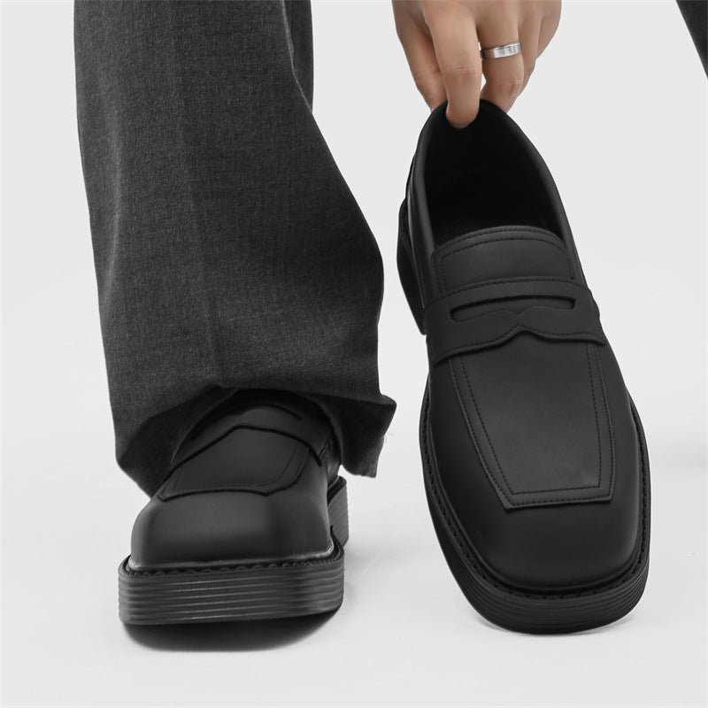 Zapatos de cuero de estilo británico con suela gruesa estilo Hong Kong, zapatos de una sola capa para primavera y otoño