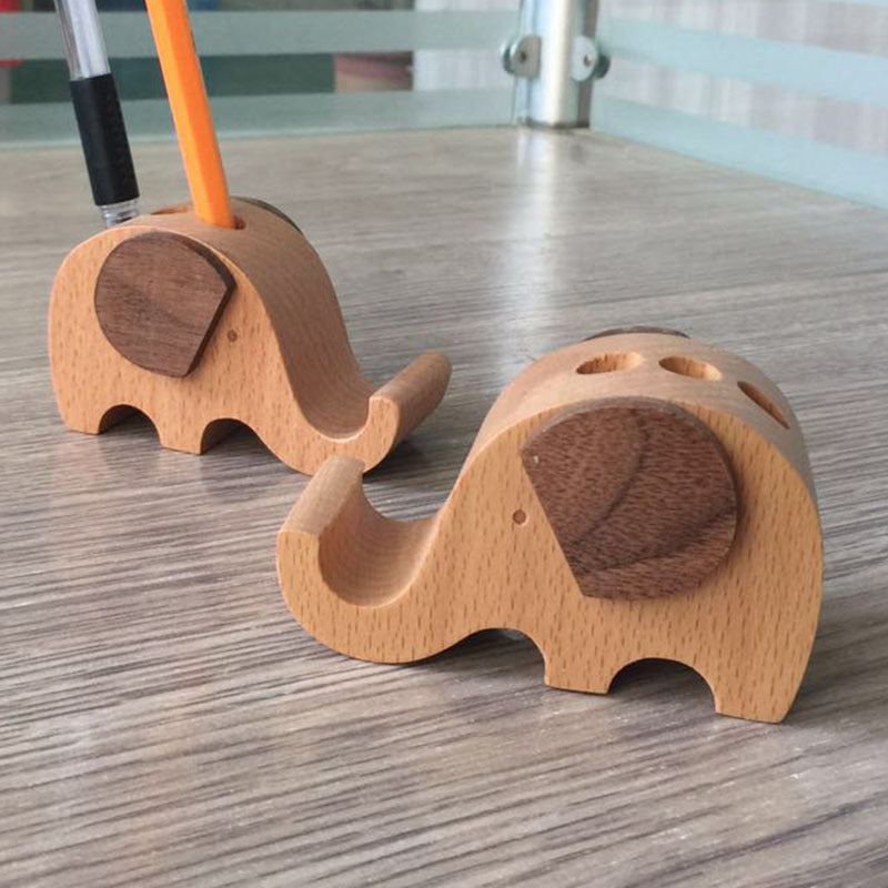 Soporte creativo para teléfono móvil trasero con moneda de madera de haya, soporte perezoso para teléfono con letras personalizadas