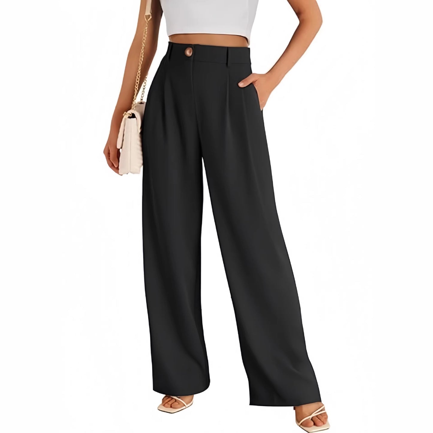 New European And American Style Pocket Dress Pants Wide-leg Formal Trousers