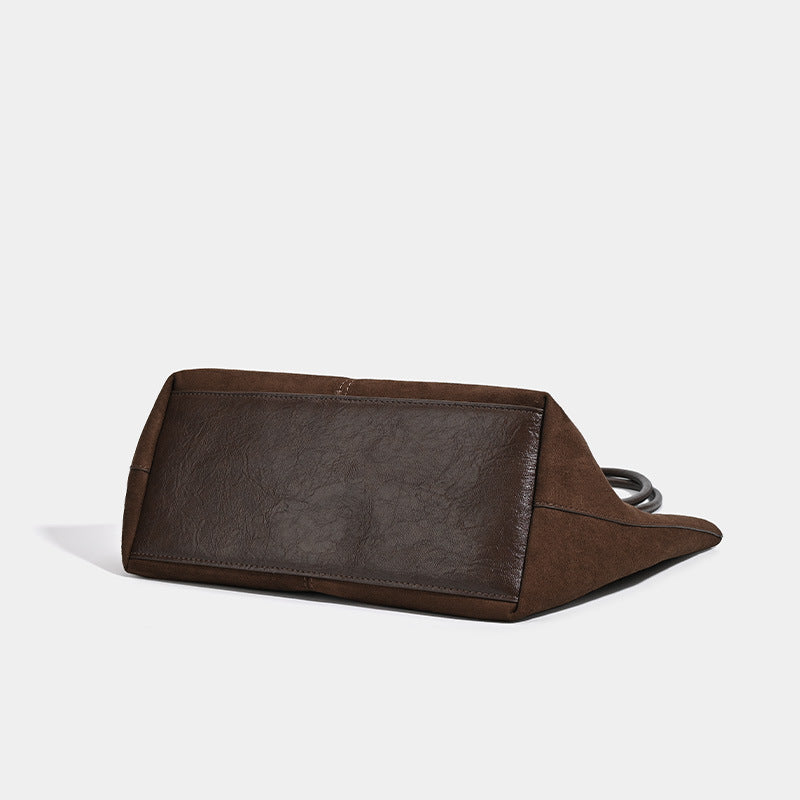 Set de bandolera y bolso de mano retro de gran capacidad en ante