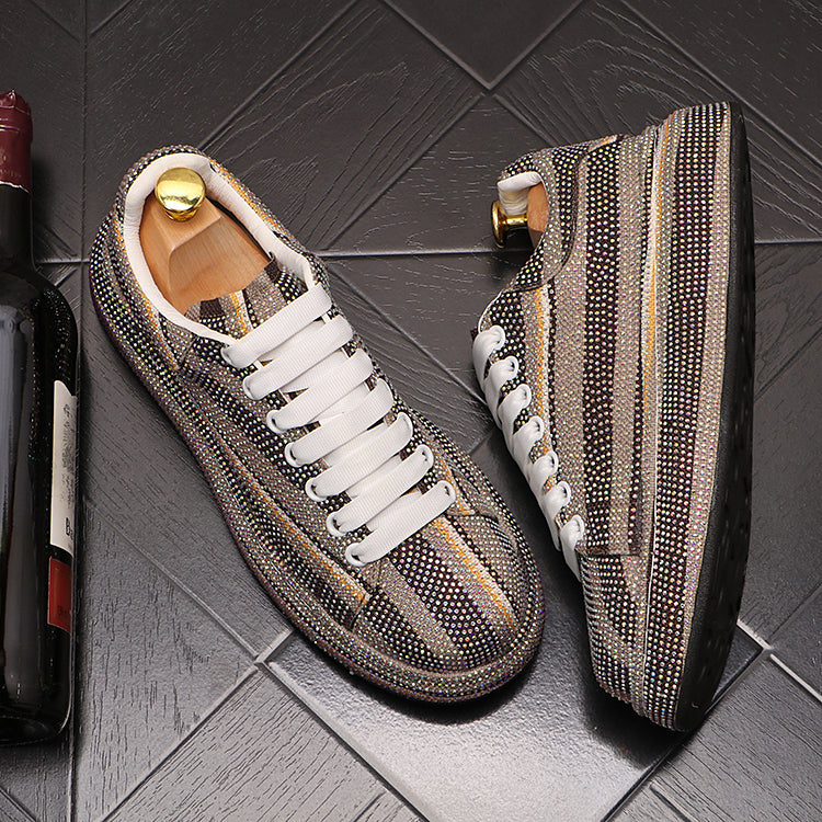 Zapatillas casuales bajas de hombre con pedrería a la moda