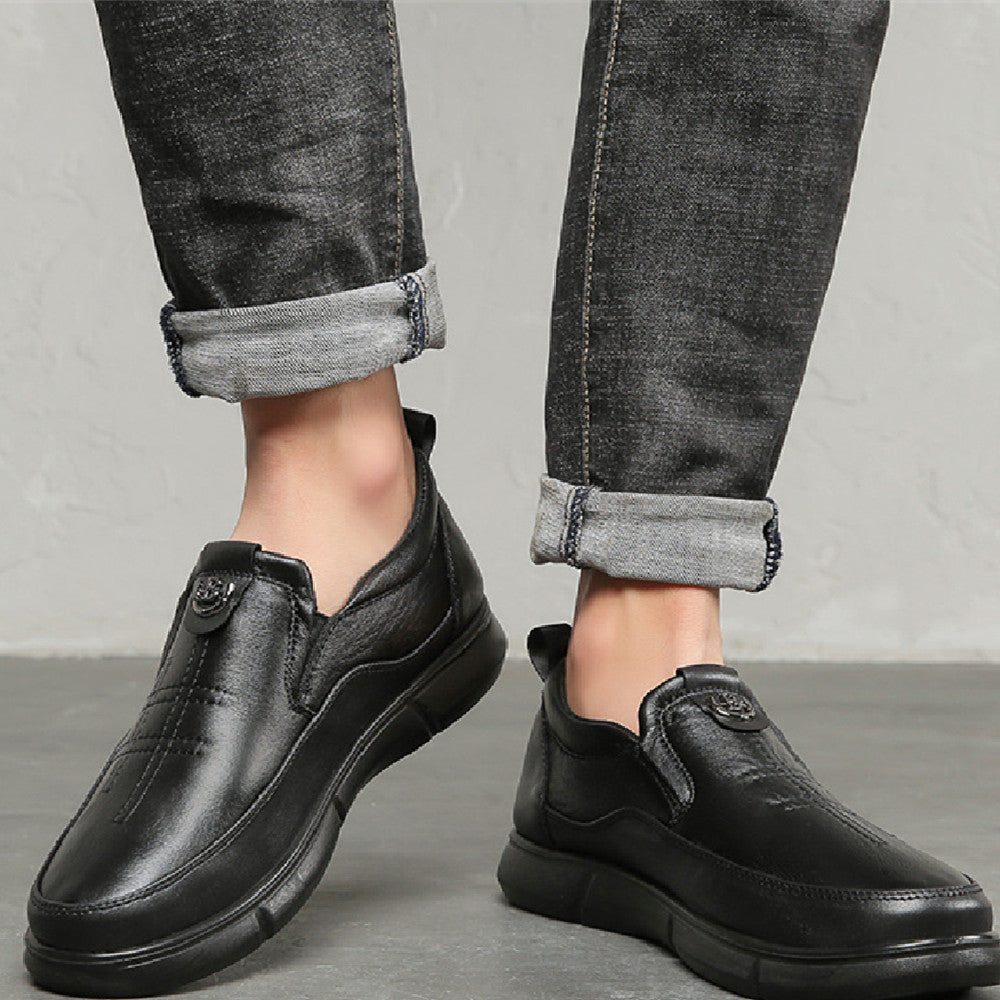Zapatos de Cuero para Hombre, Zapatos de Papá para Personas de Mediana Edad y Ancianos, Suela Blanda
