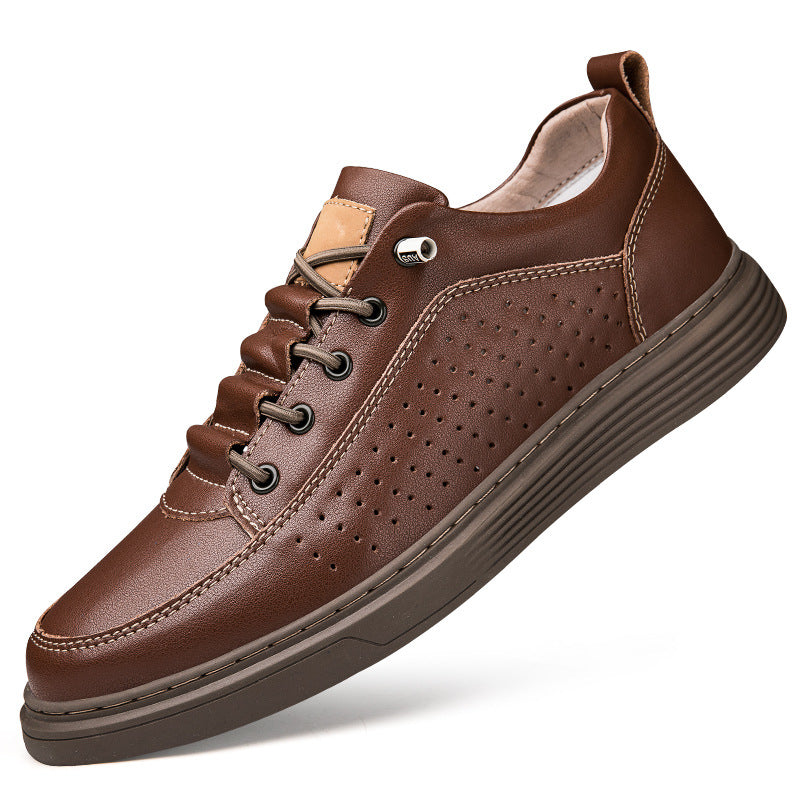Zapatos de piel retro para hombre de talla grande, con perforaciones, zapatos blandos