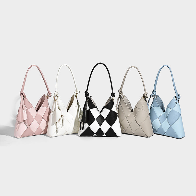 Bolso Nido De Parches Tejidos Con Gran Capacidad Perfecto Para Ir Al Trabajo Diseño Tipo Cubo