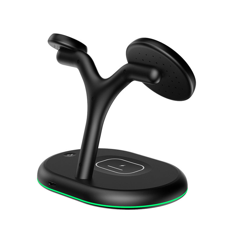 Cargador inalámbrico magnético tres en uno de 15 W de carga rápida, soporte vertical de escritorio para carga inalámbrica de teléfonos