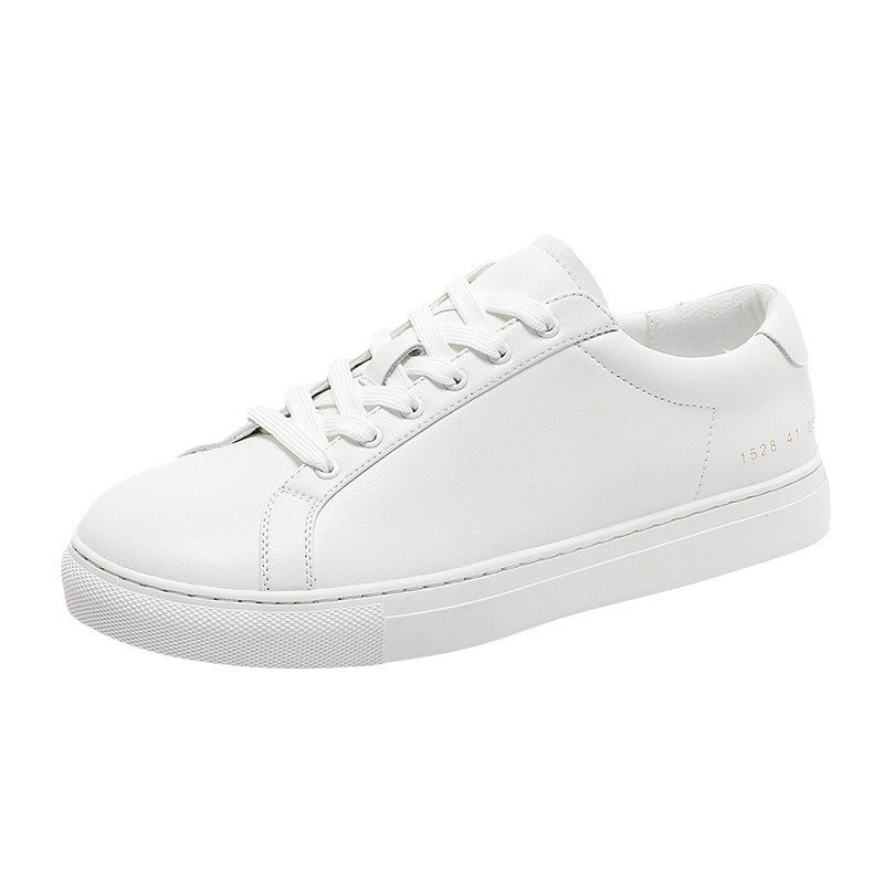 Zapatillas Blancas Transpirables de Piel de Vacuno con Suela Plana, Modernas y Versátiles