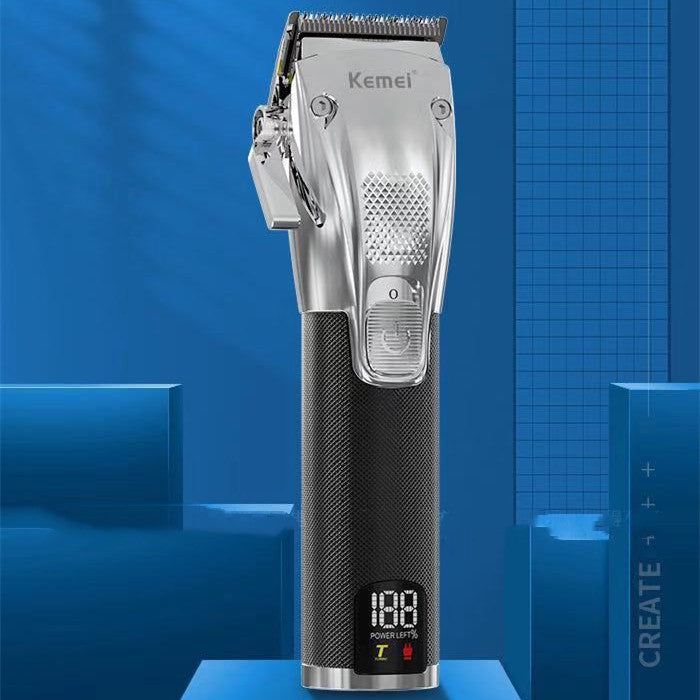 Cortapelos eléctrico KM-K33s con base de carga y voltaje amplio, tijeras de peluquero con pantalla LED LCD